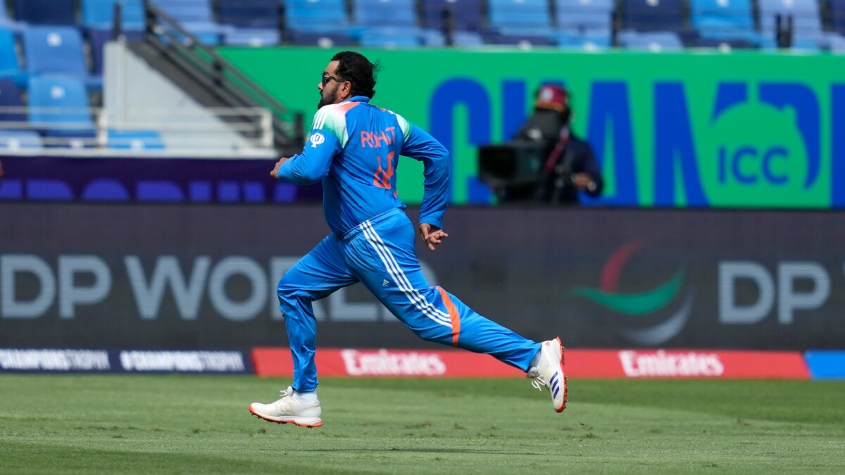 Indian captain Rohit Sharma runs to field the ball after a shot played by Bangladesh's Towhid Hridoy | AP