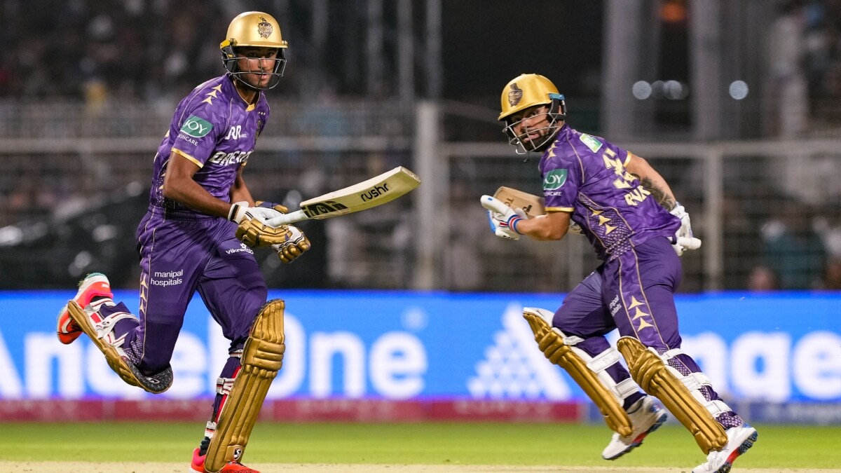 Kolkata Knight Riders' Angkrish Raghuvanshi and Rinku Singh run between the wickets | PTI