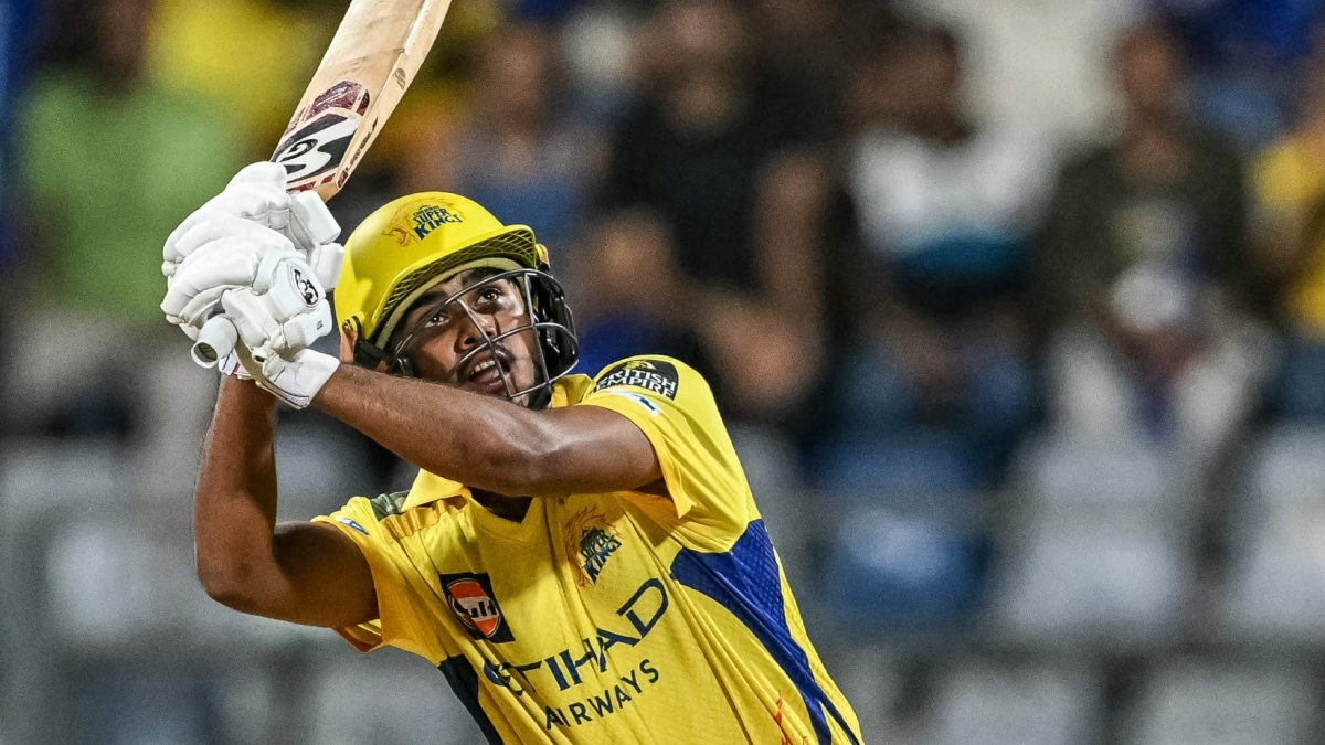 Chennai Super Kings' Ayush Mhatre in action | AFP