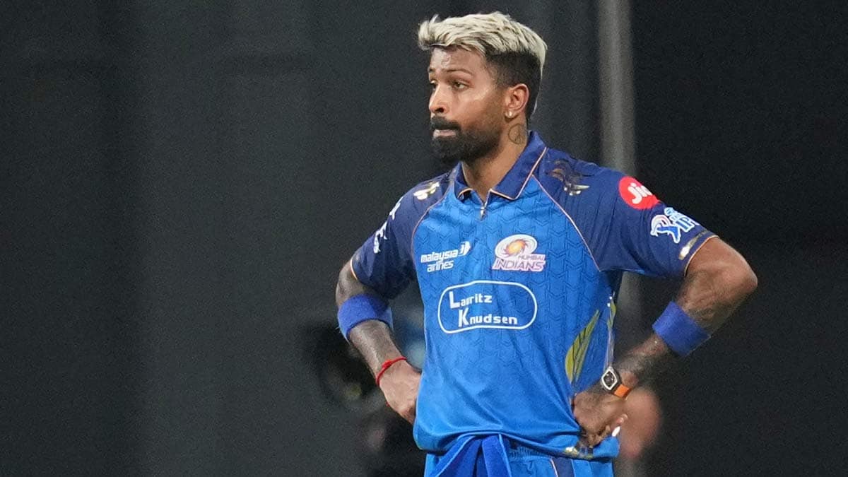 Mumbai Indians' captain Hardik Pandya reacts as Punjab Kings players score runs during their IPL match in Mumbai | AP