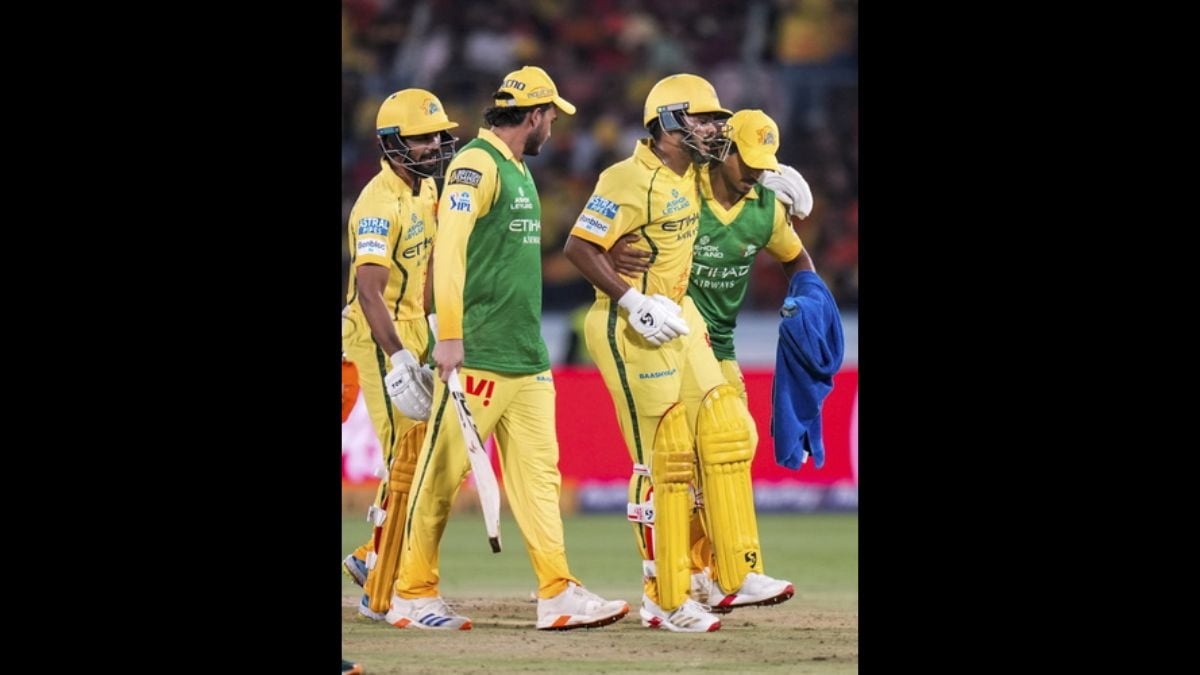 Hyderabad: Chennai Super Kings' Ayush Mhatre suffers an injury during the Indian Premier League (IPL) 2026 T20 cricket match between Sunrisers Hyderabad and Chennai Super Kings, in Hyderabad, Telangana, Saturday, April 18, 2026. (PTI Photo/Ravi Choudhary)