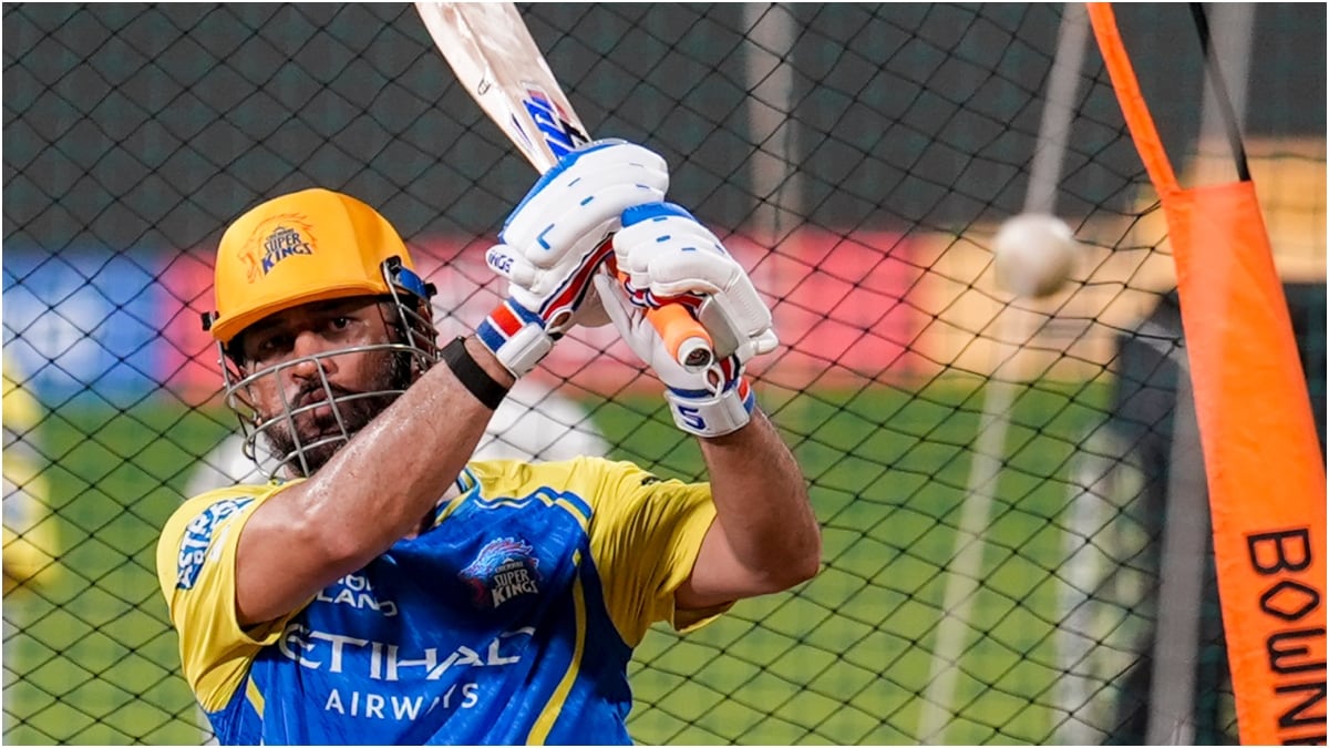 Chennai Super Kings' MS Dhoni plays a shot during a practice session | PTI