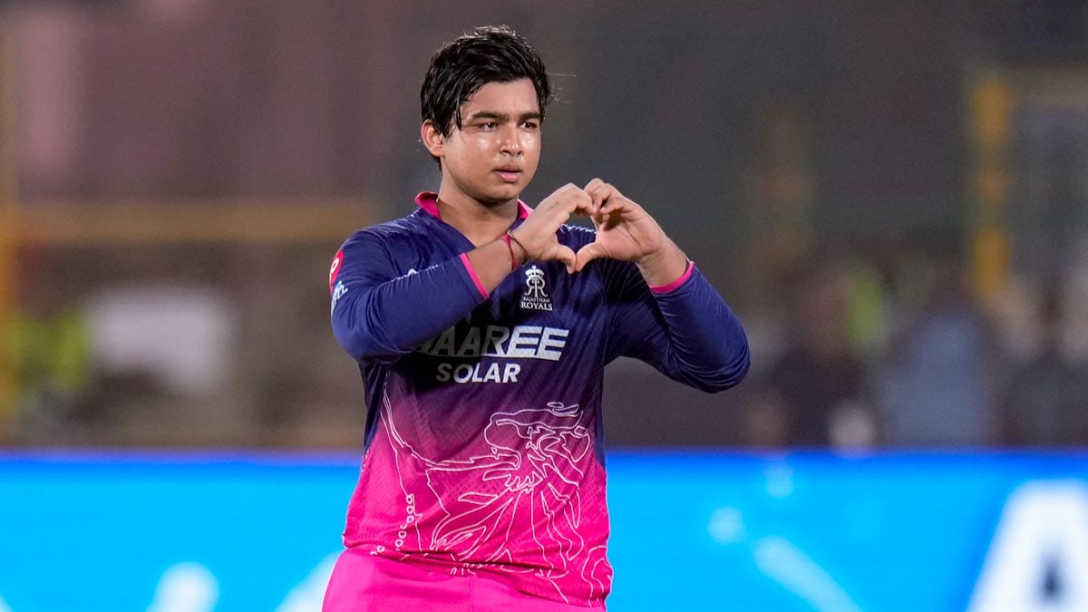 Rajasthan Royals' Vaibhav Sooryavanshi celebrates his century during the IPL 2026 match against Sunrisers Hyderabad, in Jaipur | PTI
