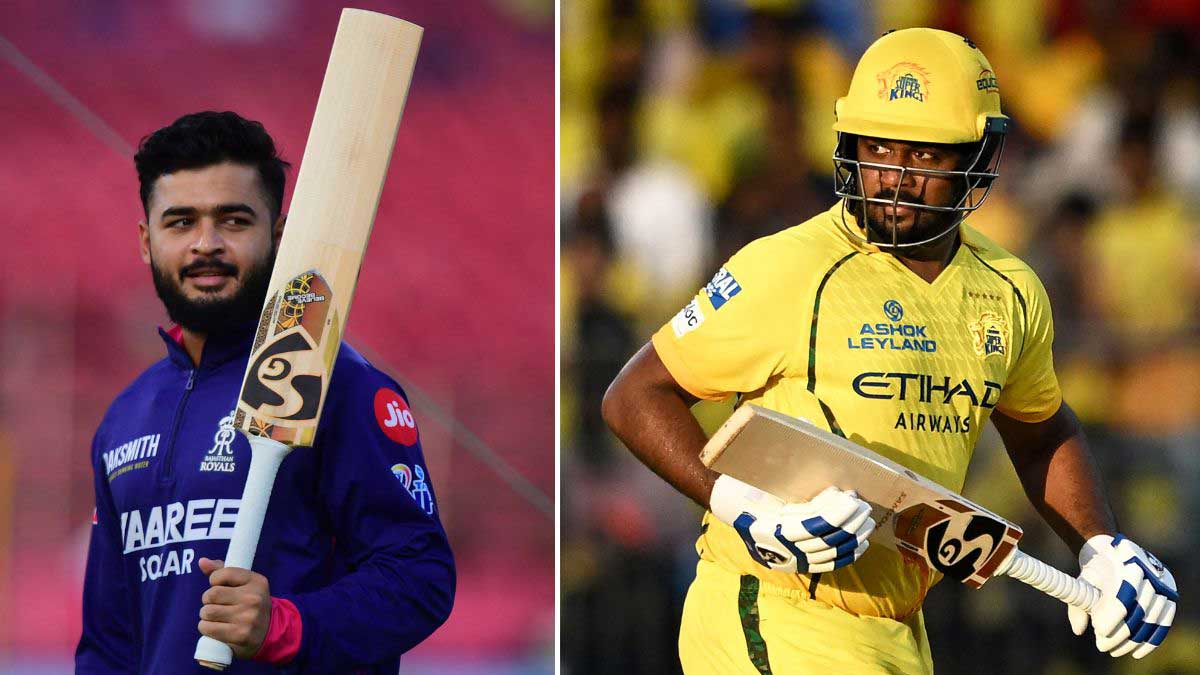 RR skipper Riyan Parag (left); Sanju Samson