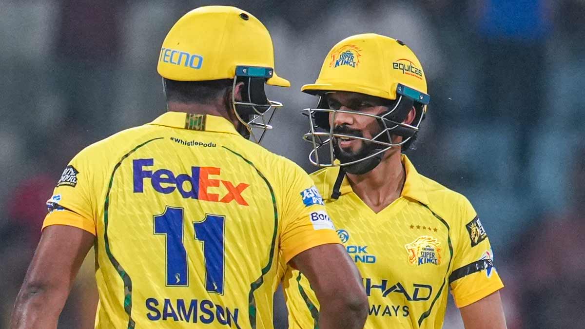 Chennai Super Kings' captain Ruturaj Gaikwad (right) and Sanju Samson in action during an IPL 2026 match against Lucknow Super Giants, in Lucknow | PTI