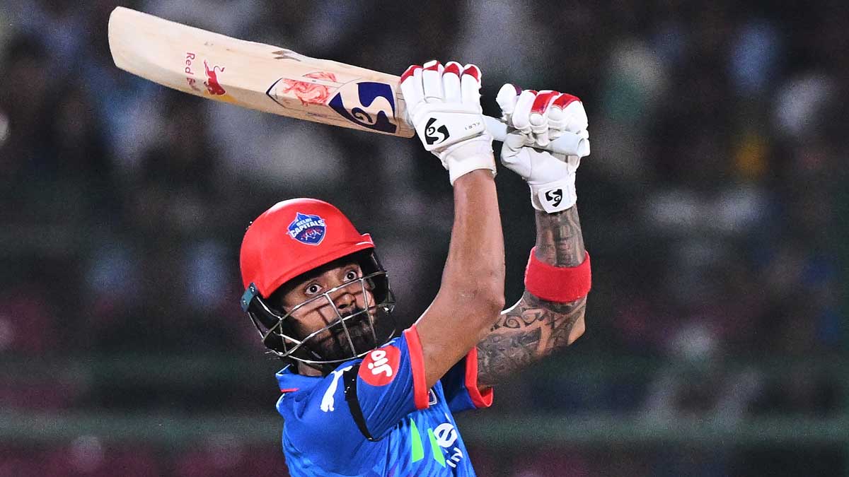 Delhi Capitals' KL Rahul plays a shot during the IPL match against Rajasthan Royals in Jaipur | AP