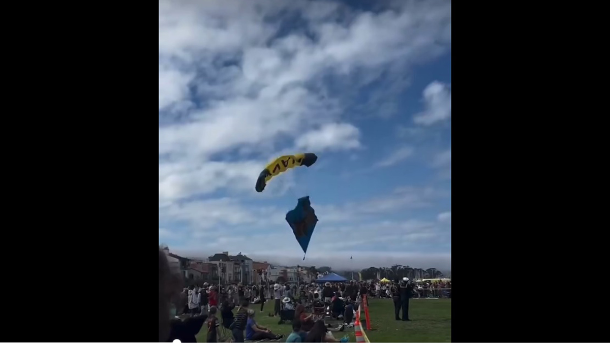 US Navy parachutist crash landing