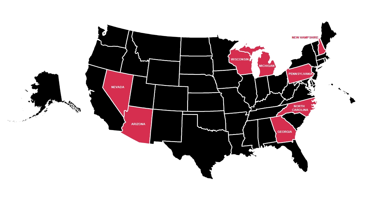 US swing states for 2024 as per latest trends