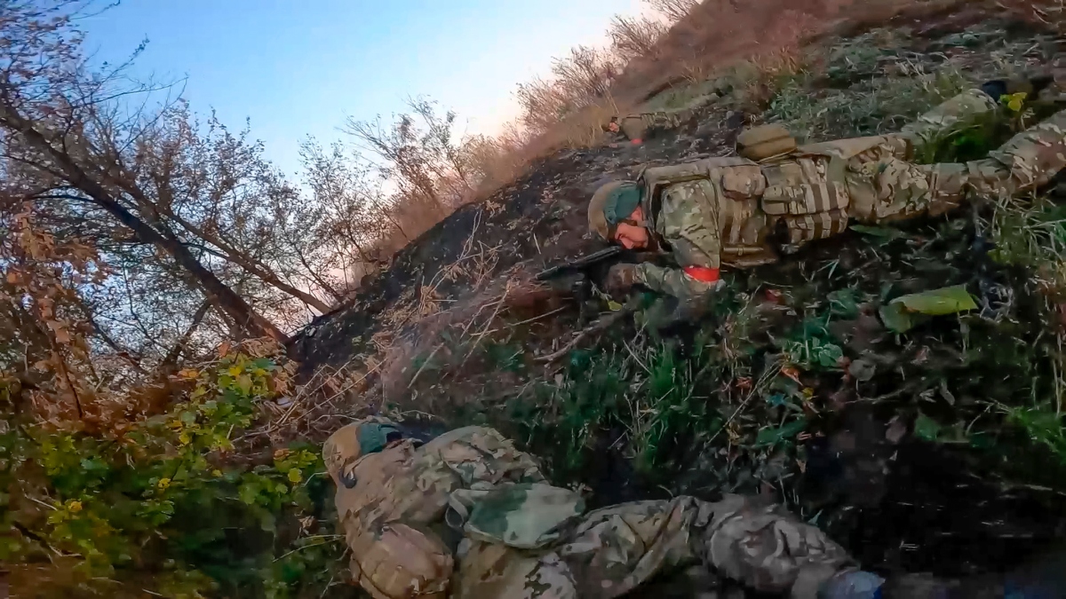 Russian Army soldiers fight with Ukrainian Armed forces in the Sudzhansky district of the Kursk region | AP