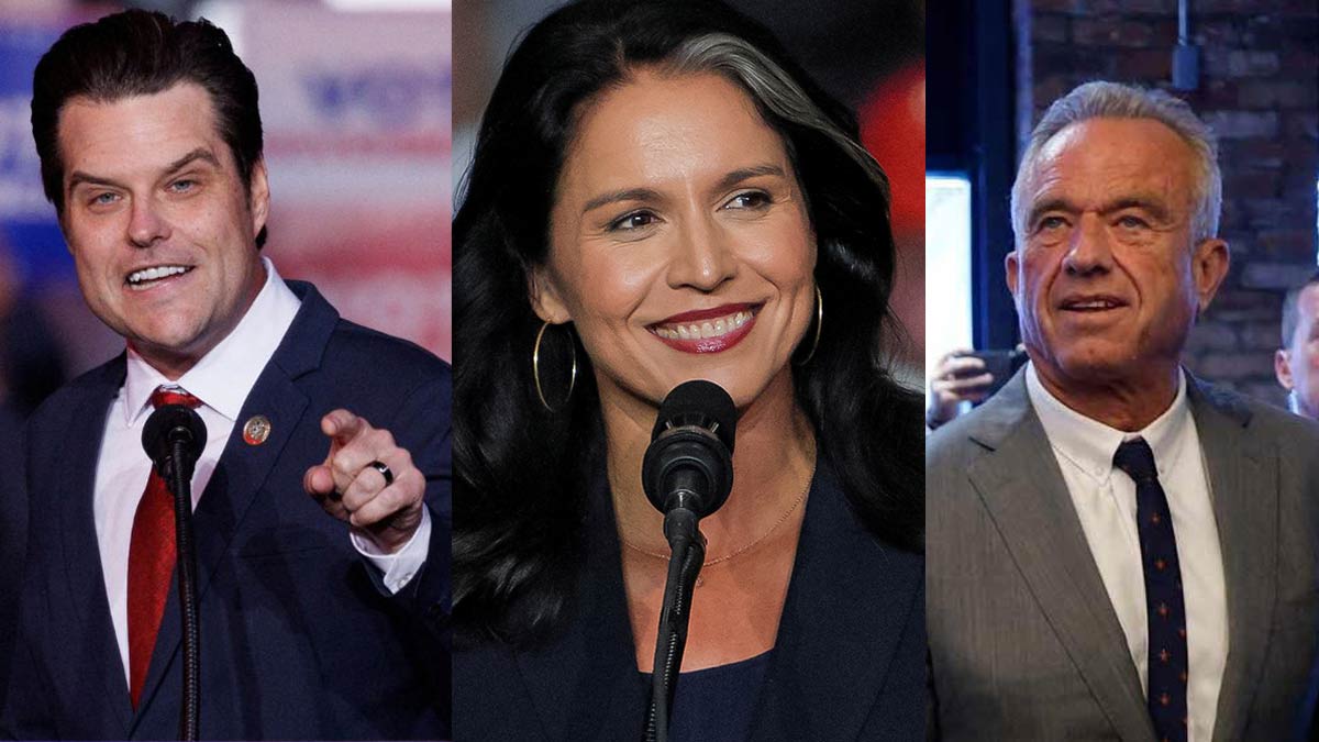 (L-R) Matt Gaetz, Tulsi Gabbard and Robert F. Kennedy Jr.