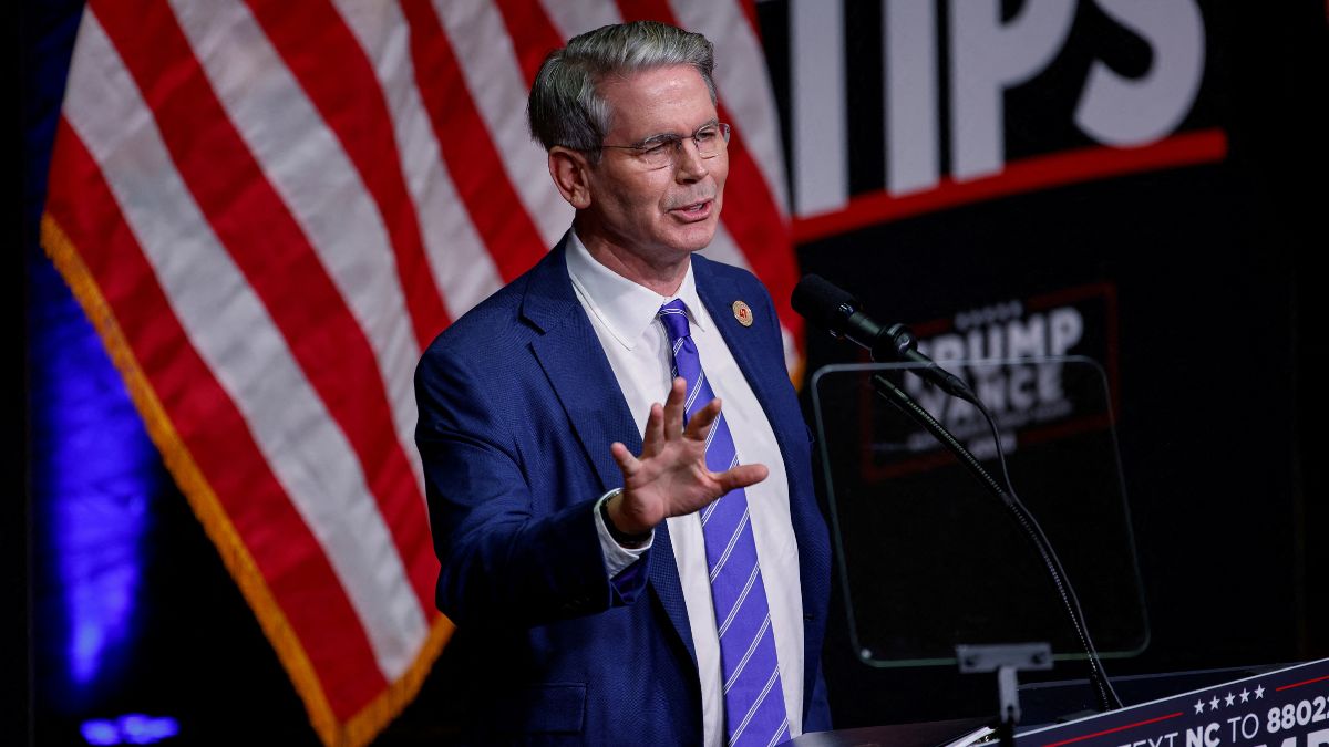 Key Square Group founder Scott Bessent speaks at a campaign event for Donald Trump in Asheville, North Carolina, U.S. August 14, 2024 | Reuters
