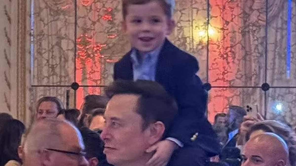 Elon Musk with his son 4-year-old son X Æ A-12  at Trump's bash at Mar-a-Lago estate | X 
