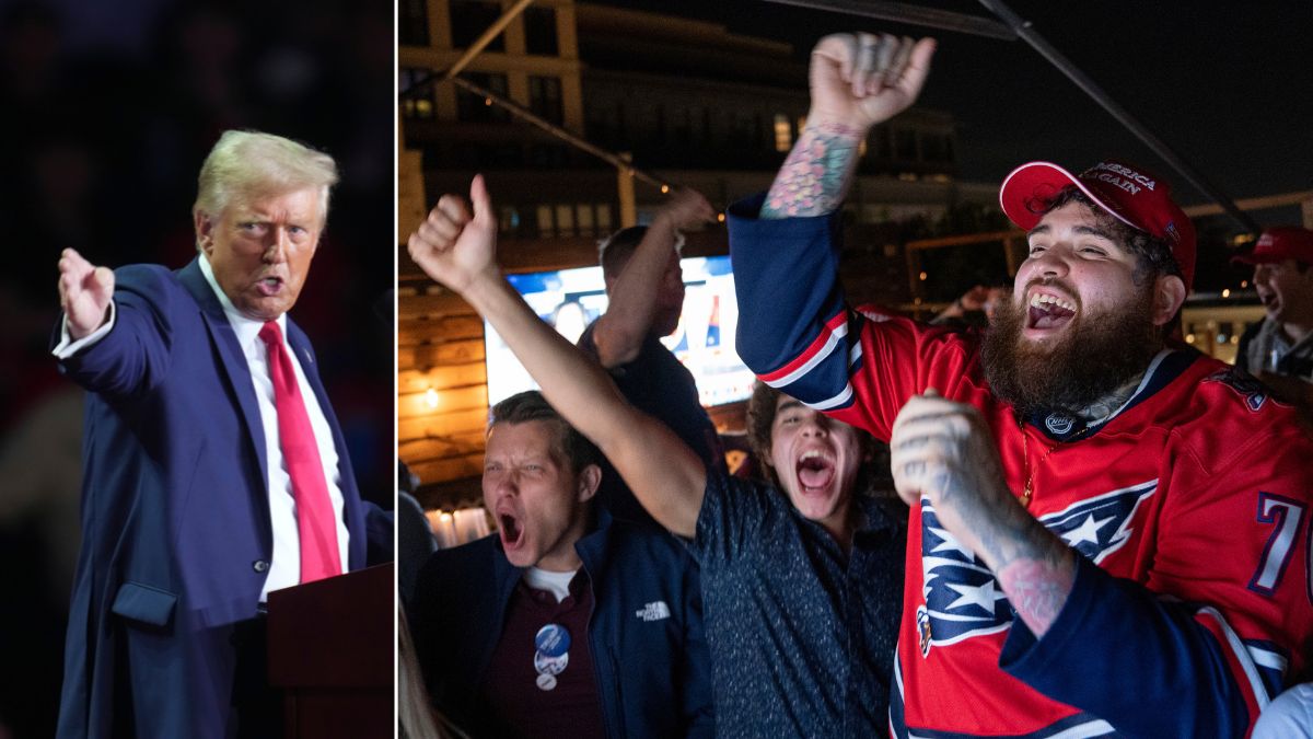 Supporters of Republican presidential nominee former President Donald Trump react to news that Trump won the state of Georgia during a watch party in Washington, Wednesday, Nov. 6, 2024 | AP