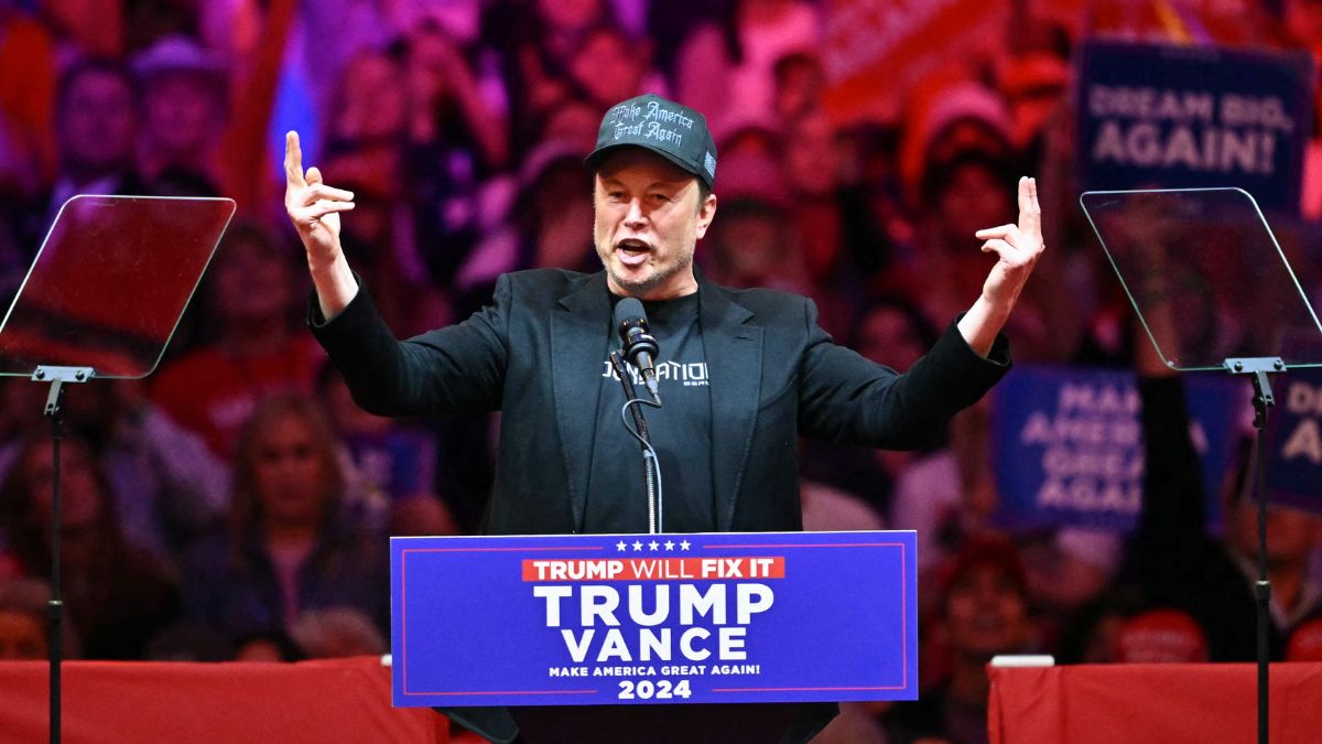 Tesla and SpaceX CEO Elon Musk at the Trump rally in New York | AFP