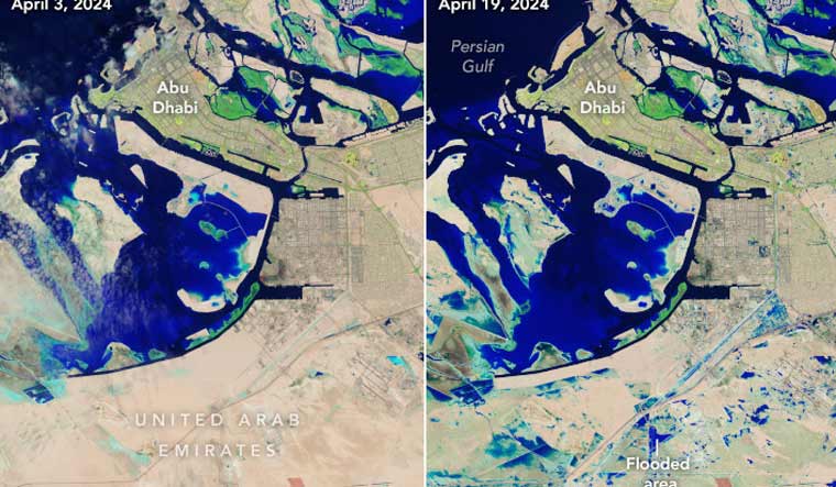 Abu Dhabi. Before and after the floods | NASA