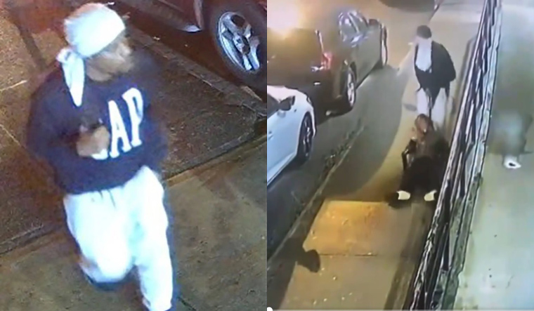 (L) The picture of the suspect released by the NYPD, (R) An unidentified man dragging a woman by belt in Bronx | X