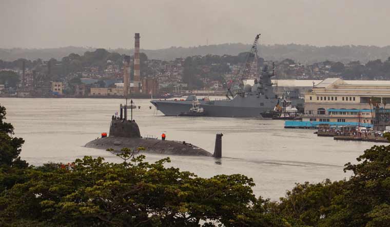 Russian nuclear-powered submarine Kazan, part of the Russian naval detachment visiting Cuba, arrives at Havana's harbour | AFP