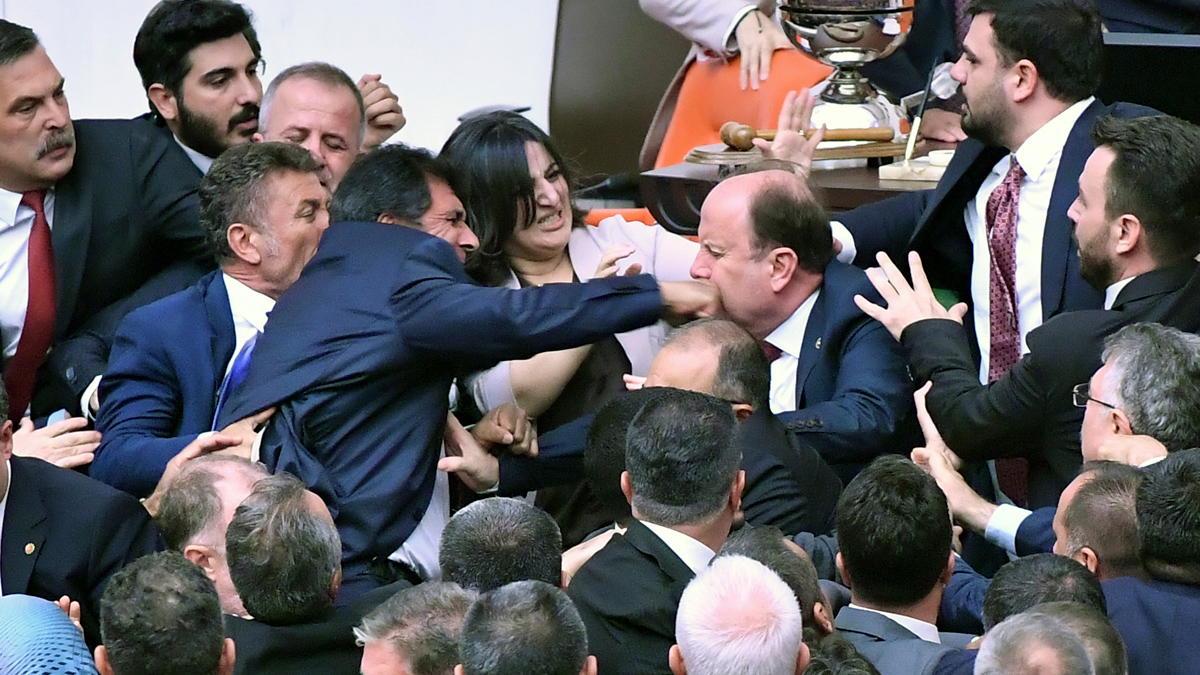 Turkish parliament brawl