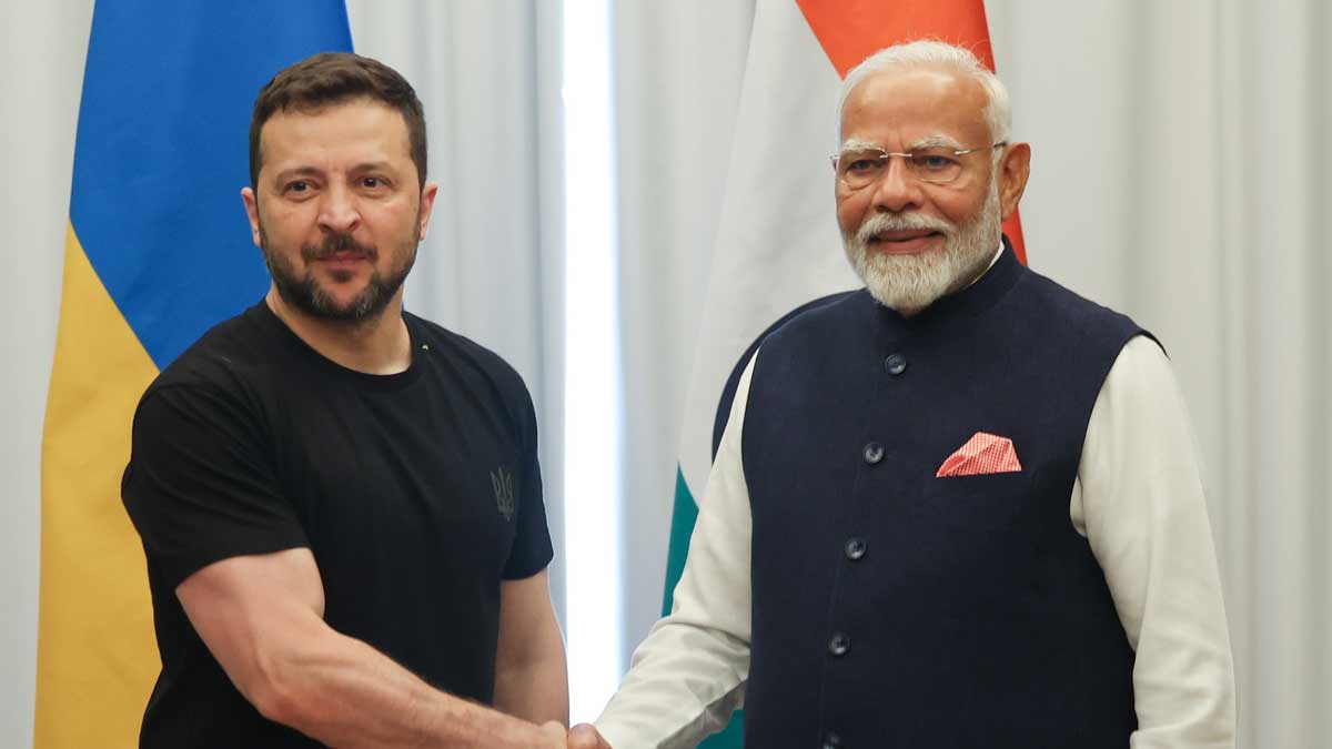 (File) Prime Minister Narendra Modi with Ukrainian President Vlodomyr Zelenskyy | X 