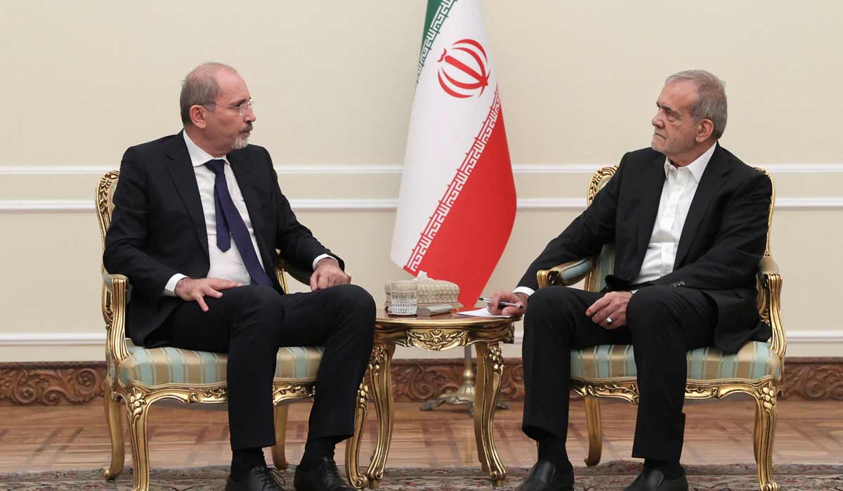 Iran's President Masoud Pezeshkian meets with Jordan's Foreign Minister Ayman Safadi in Tehran. | Reuters