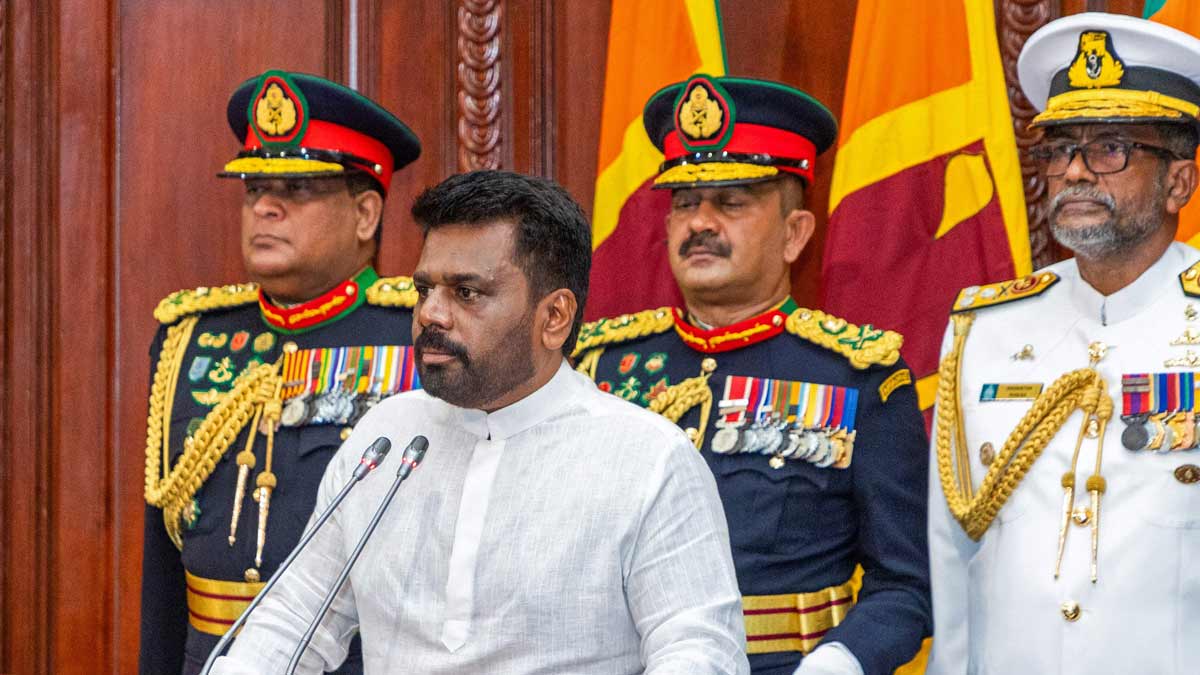 Sri Lanka's new President Anura Kumara Dissanayake attending his swearing-in ceremony, in Colombo  | AFP