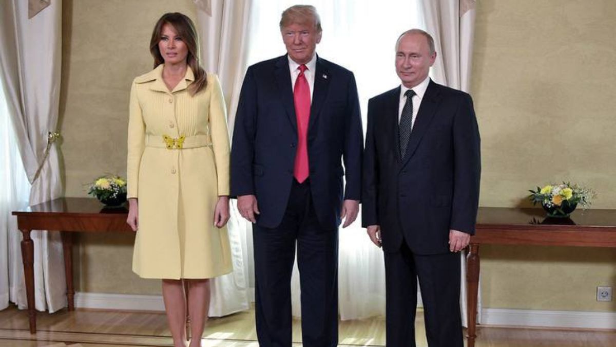 (File) US First Lady Melania Trump, US President Donald Trump and Russian President Vladimir Putin | X 