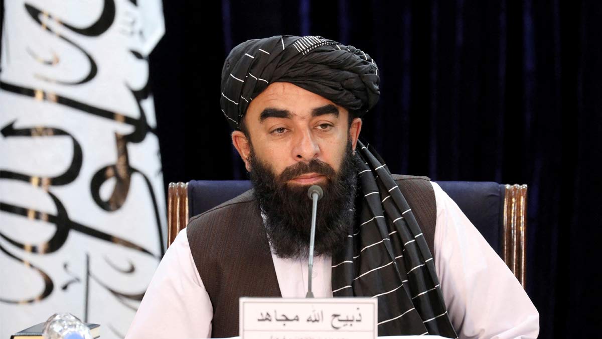 Taliban spokesman Zabihullah Mujahid speaks during a news conference in Kabul | Reuters