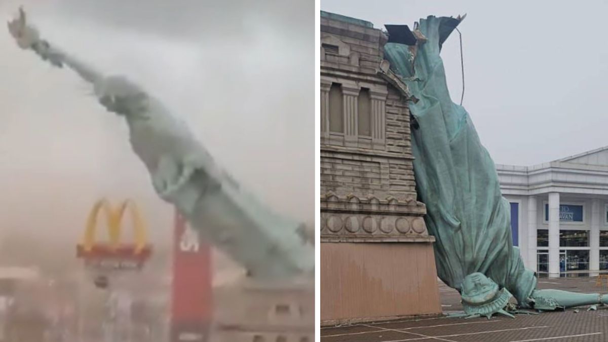 VIDEO | Statue of Liberty gets toppled due to strong wind, not in New York, but in Brazil- The Week