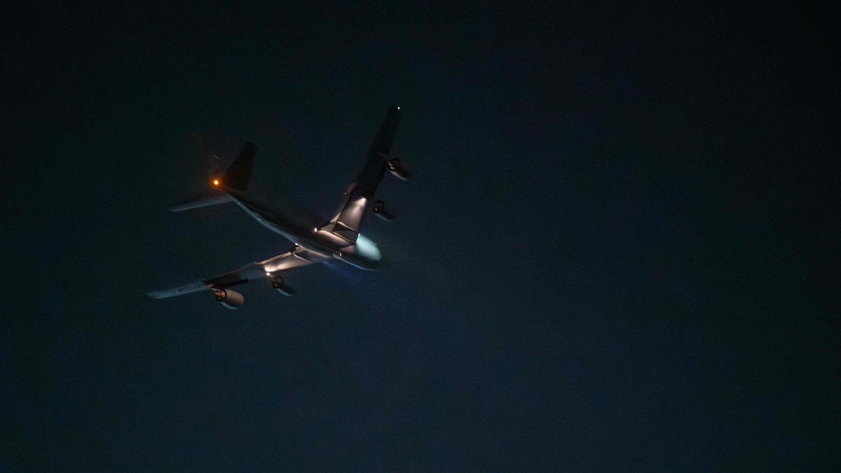 A KC-135 Stratotanker aircraft takes off from a base in the US Central Command area of responsibility, in support of Operation Hawkeye | AFP