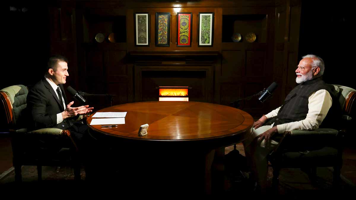 Prime Minister Narendra Modi during a podcast with Lex Fridman | PTI