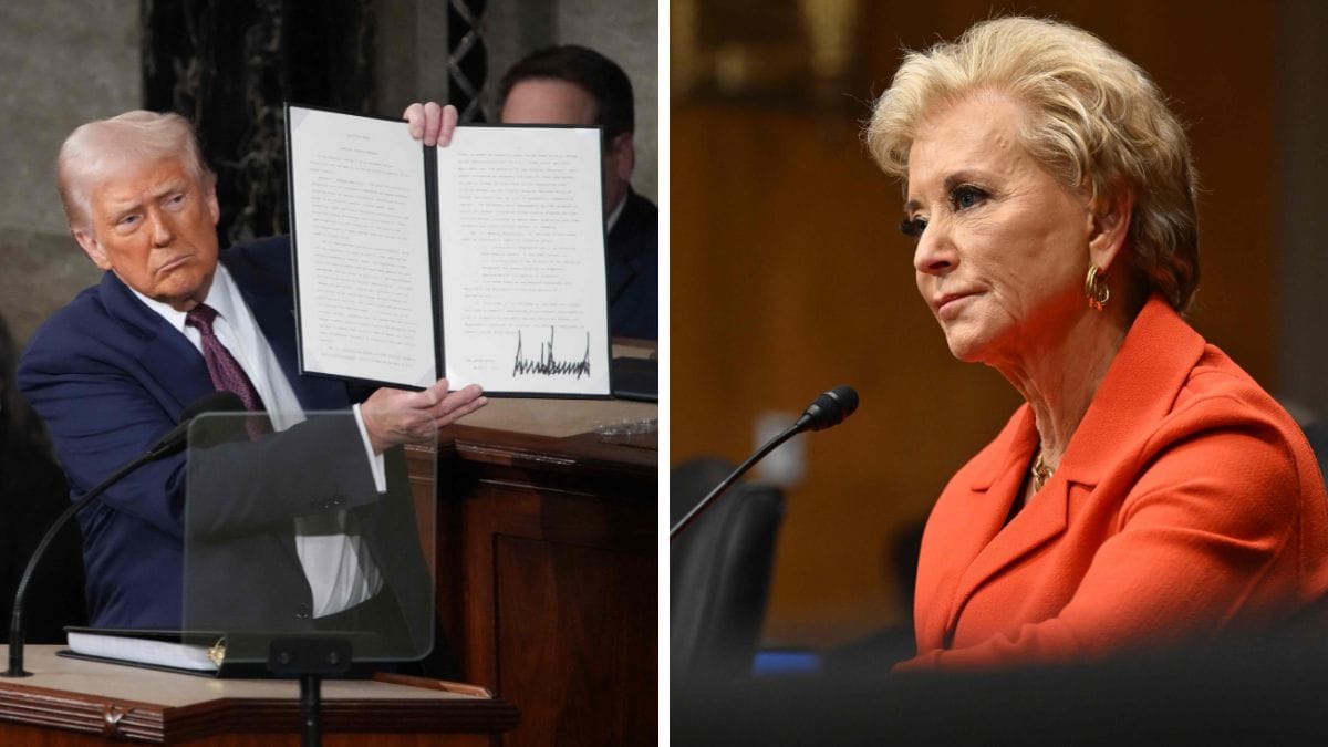 Donald Trump and Linda McMahon | AFP