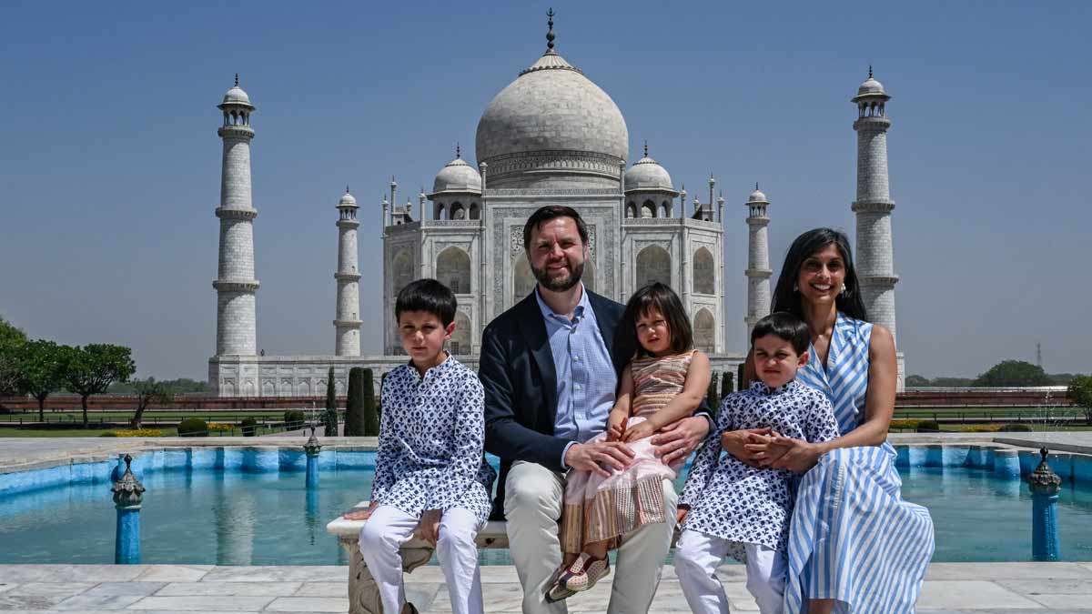 US Vice President JD Vance and his family, including wife Usha Vance, visit the Taj Mahal, in Agra | AP