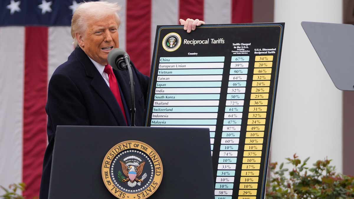 President Donald Trump speaks during an event to announce new tariffs in the Rose Garden at the White House, in Washington | AP