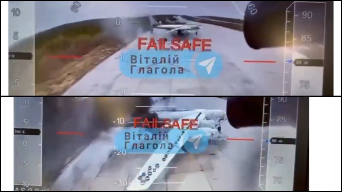 The videos showed several planes being struck by the drones | X