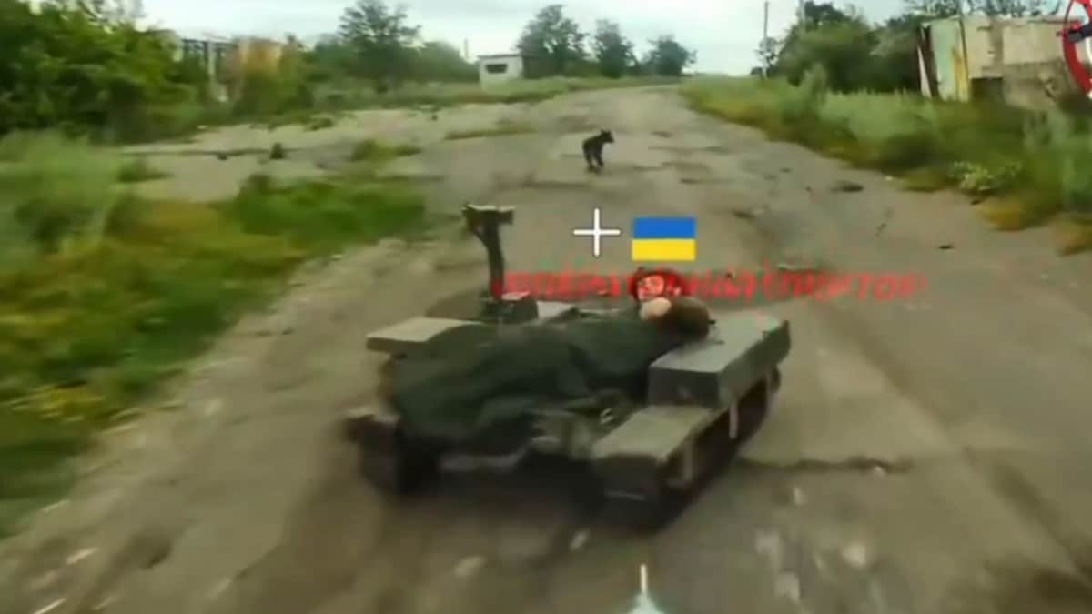 There was nothing the soldier or the dog could do as the Russian suicide drone closed in, the viral video showed | X