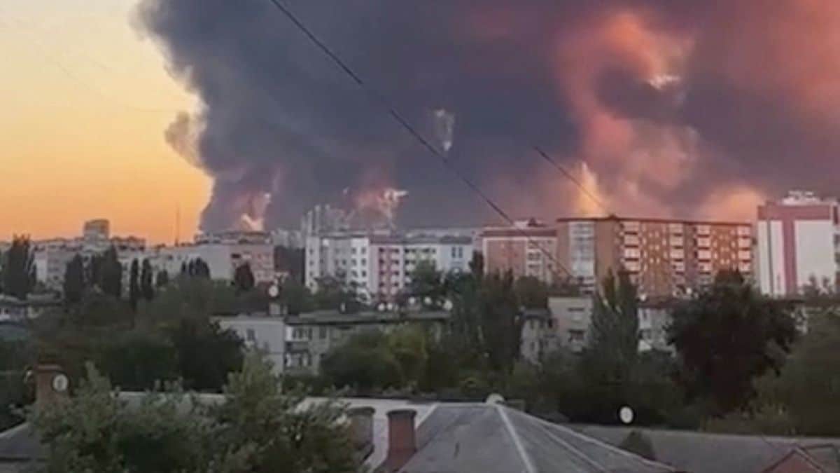 Smoke rises after overnight Russian drone and missile strikes on energy facilities in Kremenchuk, Poltava region | Reuters 