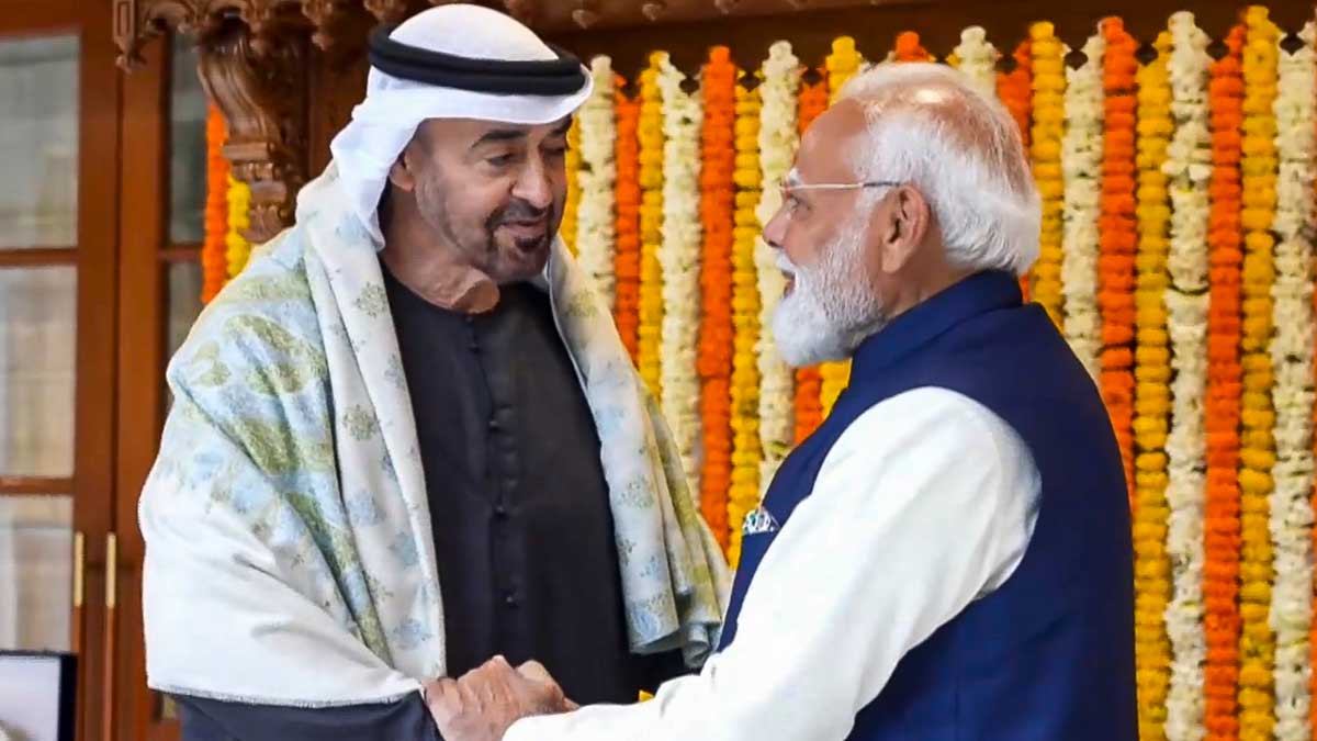 Prime Minister Narendra Modi with UAE President Sheikh Mohamed bin Zayed Al Nahyan during a meeting, at PM’s residence in New Delhi | PTI