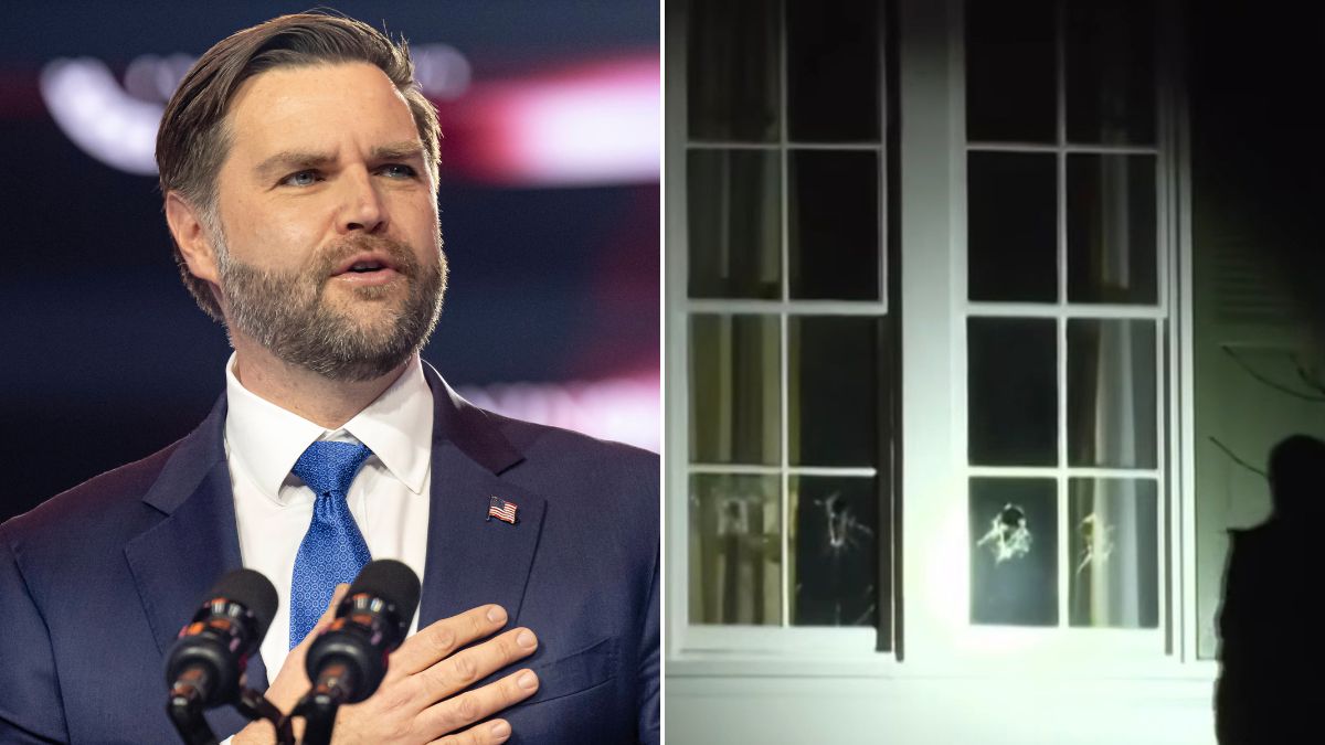 An unidentified person allegedly broke the windows of Vice President JD Vance's residence in Cincinnati, Ohio | AP, X/@PolitlcsUS