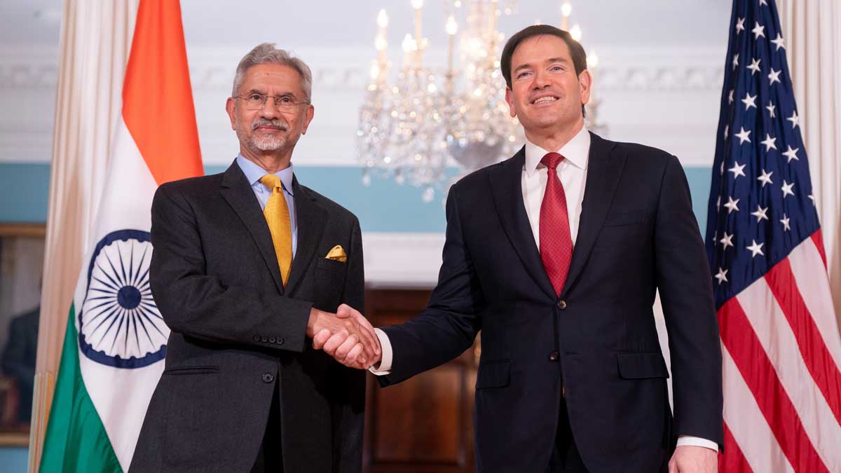 Secretary of State Marco Rubio, right, shakes hands with India's External Affairs Minister S. Jaishankar at the State Department in Washington | AP