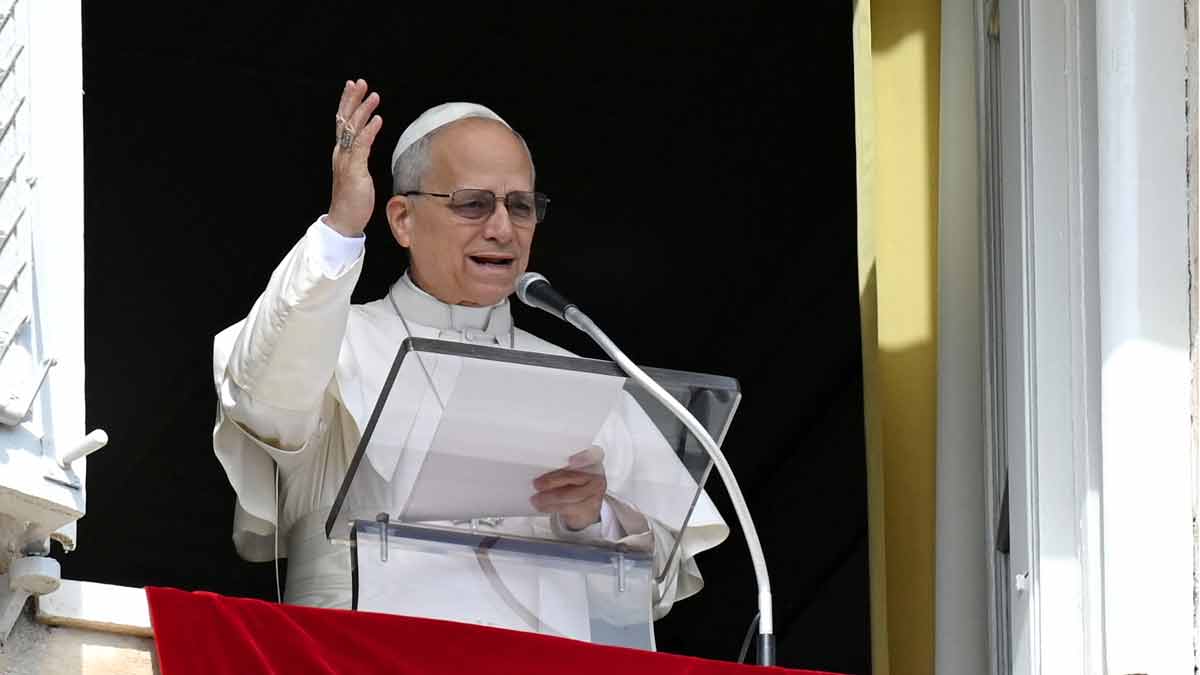 Pope Leo XIV leads the Angelus prayer from the window of the Apostolic Palace at the Vatican | Reuters