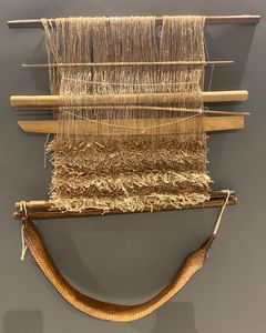 A back-strap loom displayed at the exhibition