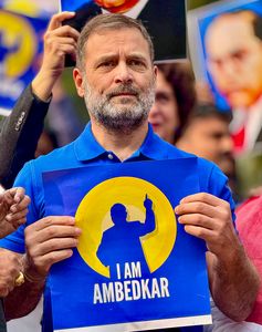 Rahul Gandhi dons blue, signalling his commitment to India’s dalits | PTI