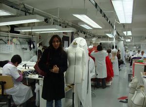 The columnist at the Christian Dior atelier in Paris.