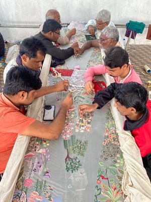 The embroidery artisans at the atelier of designer Rahul Mishra | Namrata Zakaria