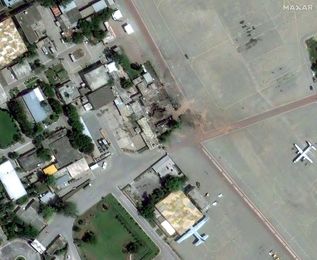 The damaged Nur Khan airbase in Rawalpindi, Pakistan | Reuters