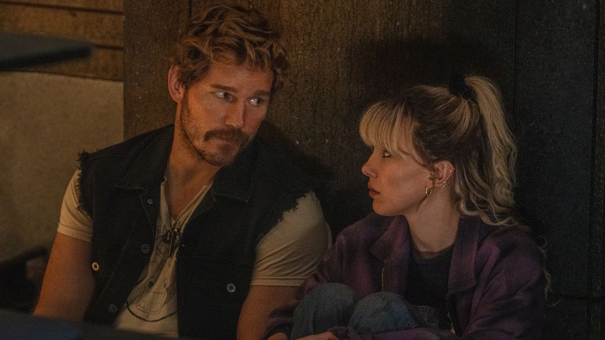 Keats (Chris Pratt) and Michelle (Millie Bobby Brown) in 'The Electric State' | Paul Abell/Netflix