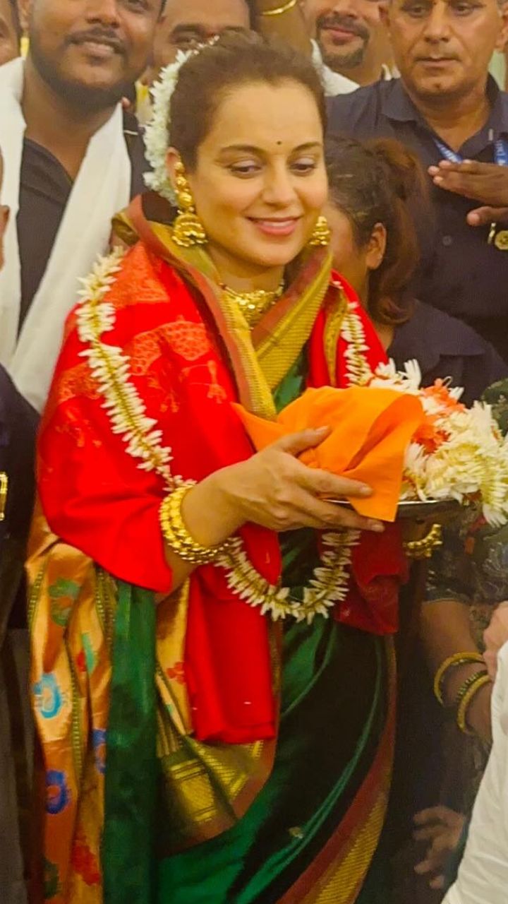 Kangana Ranaut seeks blessings at Karnataka temples, stuns in traditional look